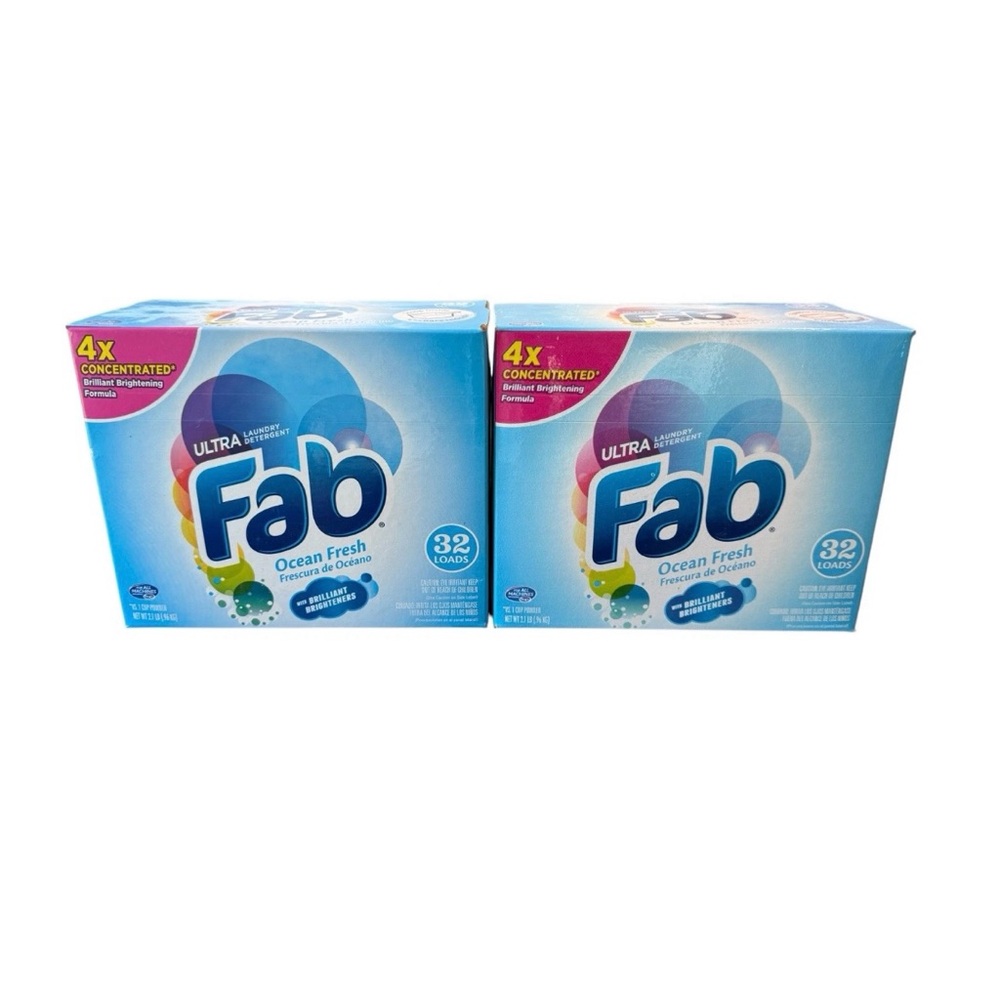 2x Fab Ultra Ocean Fresh Powder Laundry Detergent 2.1 lb 32 Loads Each